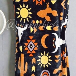 Wrangler Western Southwestern Aztec Cactus Bull Steer Head Plush Throw Blanket